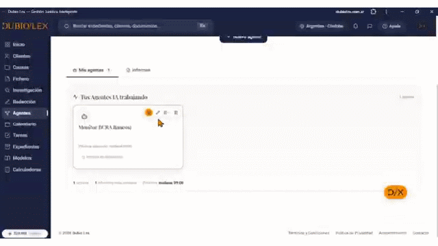 Agente jurídico de DUBIO LEX ejecutando una tarea